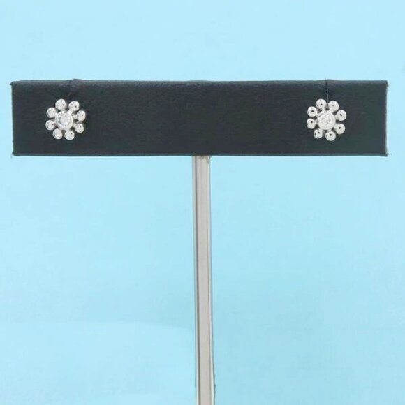 Tiffany & Co. Diamond Jolly Beads Flower Stud Earrings 18k White Gold 750 Auth - Picture 1 of 7